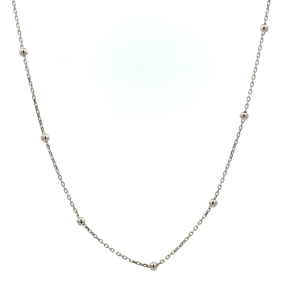 Bílé zlato řetízek s kuličkami 42+3cm